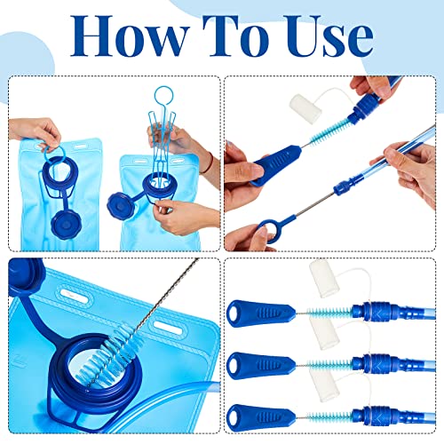 Roshtia 4 Sets Hydration Bladder Cleaning Kit Including Small Brush Big Brush Collapsible Frame Flexible Long Bladder Brush