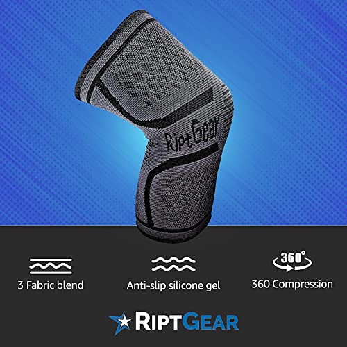 Knee Compression Sleeve | Non-Slip Knee Brace for Running & Weightlifting - color: Gray, size: Small (Pack of 1)
