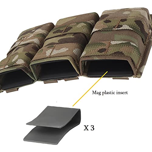 Triple Molle Mag Pouch 5.56 Tactical Open Top Magazine Holder Carrier with Quick Release Magazine Pouch Insert - color: CP