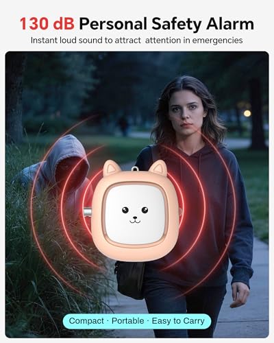 Personal Safety Alarm, VIGOROAD 2 Pack Loud 130dB Siren Emergency Panic Alarm with LED Light, Easy Pull Pin Keychain Self-Defense Security Alarm for Women, Seniors, Kids - color: Black/Soft Pink