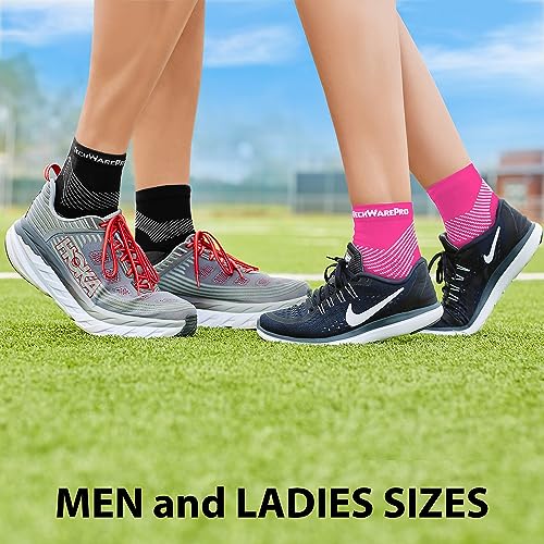 TechWare Pro Plantar Fasciitis Socks – Cushion Ankle Compression Socks Women & Men. Achilles Tendonitis Brace & Arch Support - color: Pink / White, size: Small