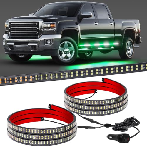 XRIDONSEN 2PCS 70 inch Running Board Lights 864 LED Strobe Light Strip - color: Green/White
