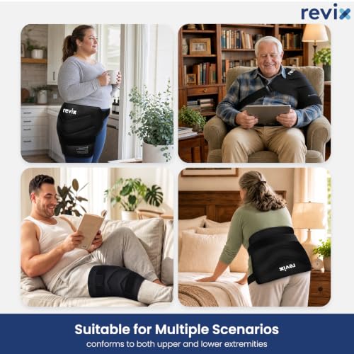 REVIX XXL Hip Ice Pack Wrap for Hip Replacement, Reusable Gel Ice Pack - color: Black Xxl