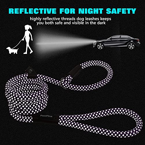 PetiFine Slip Lead Dog Leash Reflective, 6FT x 1/2" Heavy Duty Slip Leash - color: Purple, size: 1/2" x 6 FT