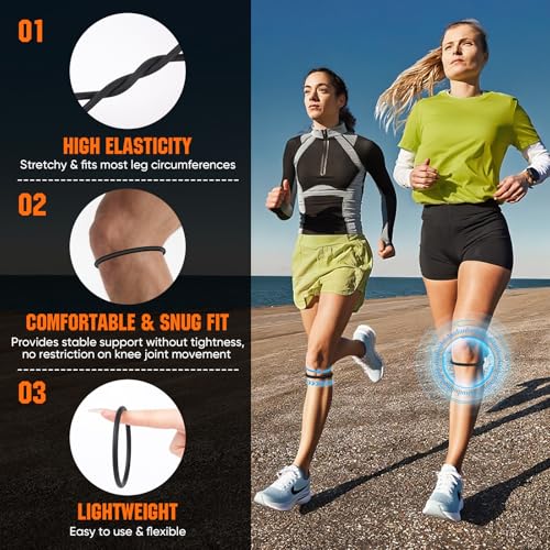 2PCS Black Patellar Tendon Support Strap, Knee Pain Relief Patella Band
