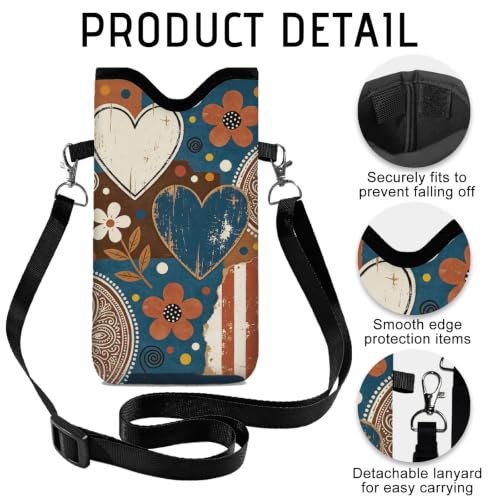 GLOBLELAND Pattern Cell Phone Sleeve Pouch Case Bag with Crossbody Strap Neck Lanyard for Women Men - color: Paisley Pattern