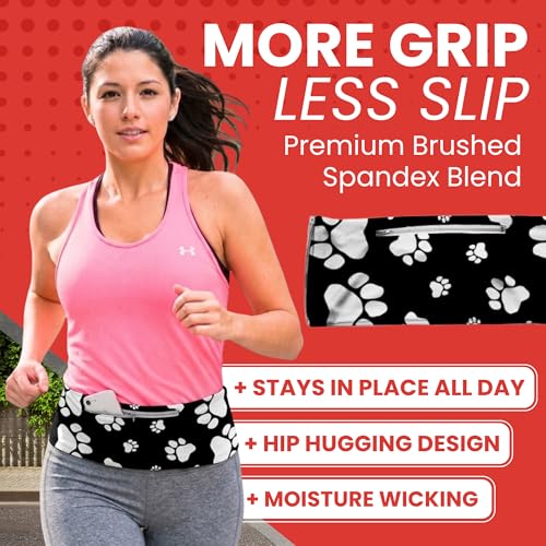 Fusion Belts Running Belt for Women & Men - Patented Side Zipper On Design - color: Paw Print, size: Small