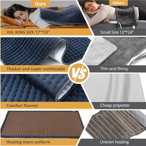 Heating Pad for Back Pain Relief, FSA Eligible HSA,17" x 33" Extra Large Heating Pads for Cramps, Electric Heating Pad with 6 Temperature Controller, Moist & Dry Heat, Auto Shut-Off, Machine Washable - color: Black&white