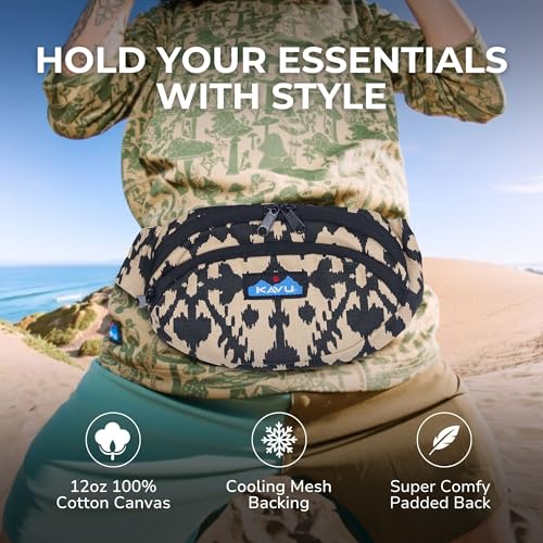 KAVU Canvas Spectator Belt Bag, Cotton Fanny Pack for Travel - color: Sand Blot