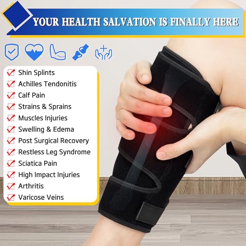 Hiball Adjustable Calf Brace for Men Women, Lower Leg Compression Wrap - size: Large