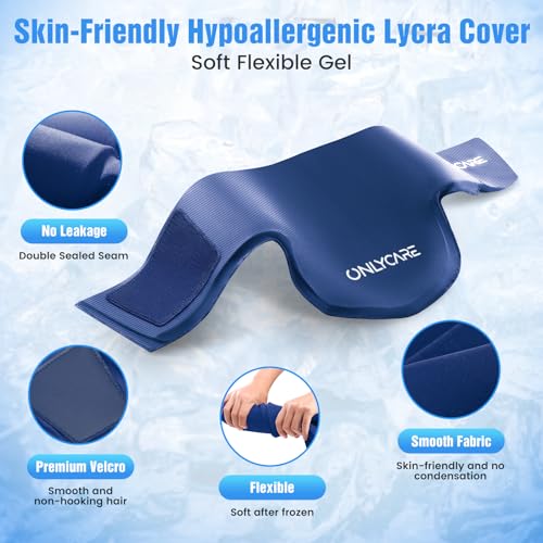 ONLYCARE Neck Ice Pack Wrap Gel - Upgraded Shoulder Ice Packs for Injuries Reusable, Hot and Cold Compress Ice Packs for Neck, Relief of Pain, Office Pressure, Swelling, Sprains - color: Dark Blue