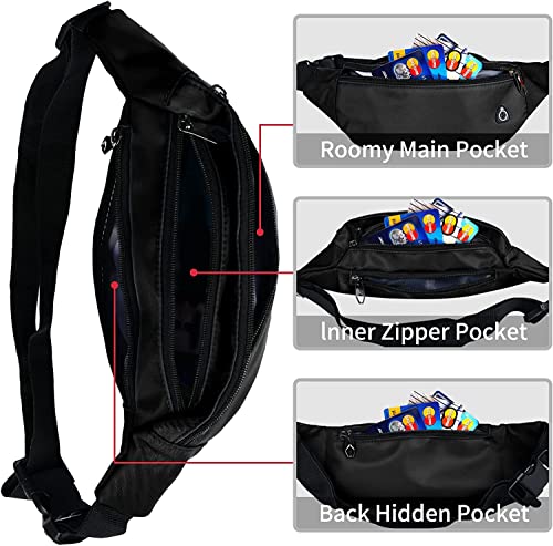 Fanny Packs for Men and Women Water-Repellent Sports Waist Pack Bag - color: 2pack-Black/Aqua