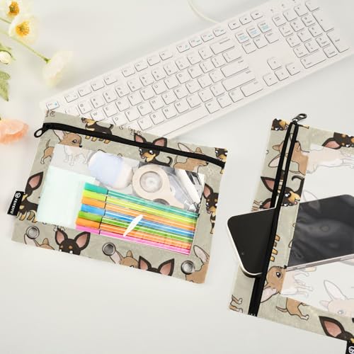 Chihuahua Puppy Pencil Pouches for 3 Ring Binder 2 Pack - color: Chihuahua Puppy