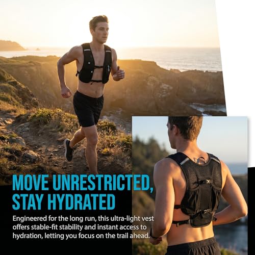 Lightweight Running Hydration Vest,Adjustable Outdoor Hiking Daypack,Breathable Sports Backpack for Cycling Marathon Trail Running Climbing
