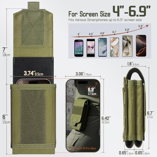 Universal Phone Pouch with MOLLE Attachment for EDC Outdoor & Tactical Gear - color: Army Green