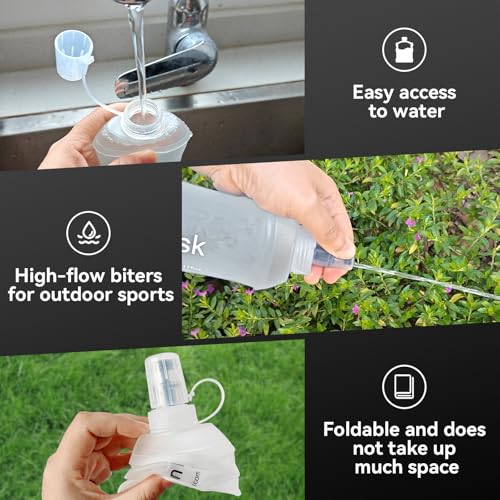 500ml Soft Flask, Soft Water Bottle for Hydration Packs, Running, Hiking, Cycling and Climbing - White - color: 500ml, white