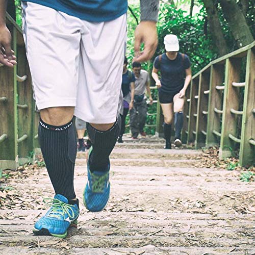 Vital Salveo Recovery Calf Compression Sleeves. Fit for Cycling Running Travel Pregnancy Nurses Calf Pain Relief-(1Pair)-Black with Srtipe-M - size: Black with Stripe-M