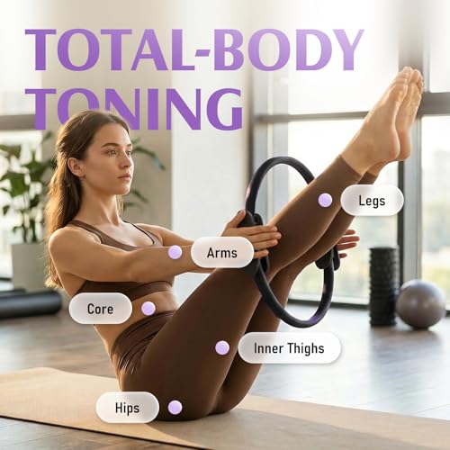 JKSHMYT Pilates Ring, 14.5 inch Magic Circle Pilates Equipment - color: Black