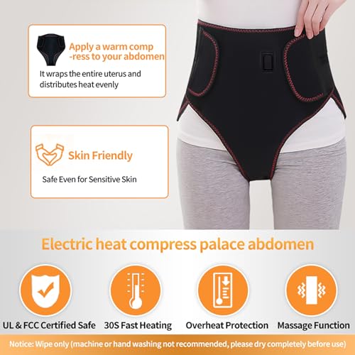Period Heating Pad, Heating Pad for Period Cramps Massager for Women, with 3 Vibration and Heat Settings, New Upgrade Menstrual Heating Pad for Abdomen Pain and Cramps Relief - color: Black