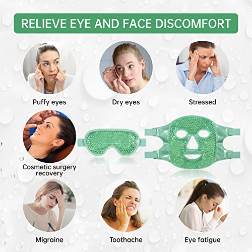 ZNÖCUETÖD Cooling Mask Ice Pack for Face Eye, Hot Cold Compress for Face - color: Green-#2