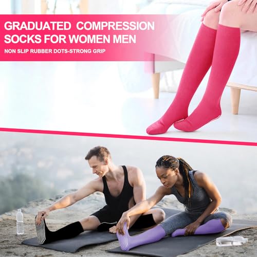 3 Pair Non Slip Compression Socks Women Men - color: Bright Color, style: Minimalist