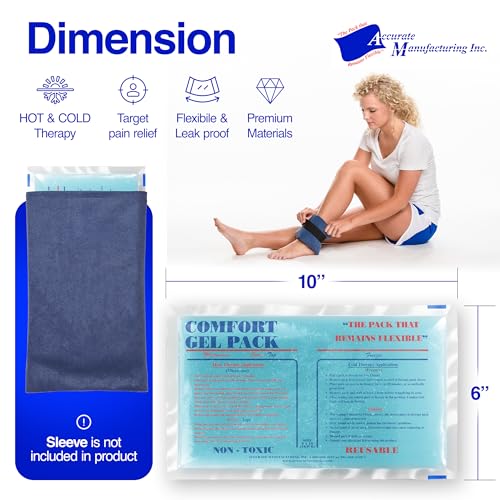 Flexible Reusable Gel Packs for Neck, Wrist, Arm, Back and Shoulder Pain Relief - Versatile Hot or Cold Gel Packs for Injuries, Sore Muscles or Toothache Pain Relief, Blue, 6" x 10", 2 Pack - size: 6"x10"-2 Pack