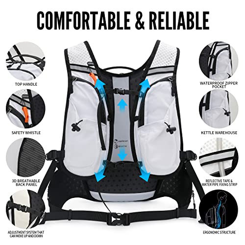 IX INOXTO Hydration Pack Backpack, Lightweight Water Backpack with 2L Hydration Bladder Daypack for Men Women,Running Hydration Vest for Trail Running Hiking Cycling Race Climbing - color: White