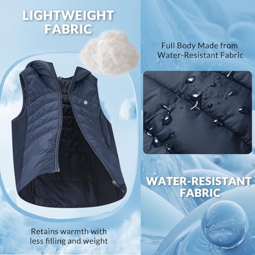baleaf Women's Winter Running Vest Fleece Hooded Jacket Warm Slim fit - color: Navy Blue, size: XX-Large