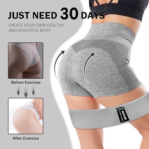 KANGFITER Non-Slip Fabric Resistance Bands for Working Out 3 Levels - color: Grey, Black 3 PCS