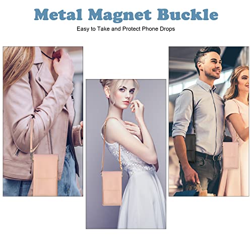 PU Leather Small Phone Bag with Transparent Window for Touchable Screen, 6.7" Without Phone case Compatibility, Magnetic Closure & Waterproof - Crossbody Wallet Case with Shoulder Strap
