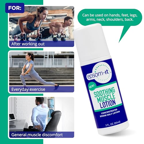 EPSOM-IT Soothing Muscle Roll On Magnesium Lotion, Epsom Salt, Arnica, 2 Pk - size: 3 Fl Oz (Pack of 2)