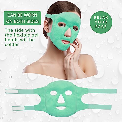 ZNÖCUETÖD Face Ice Mask Facial Ice Packs Gel Hot Cold Compress for Women - color: Green