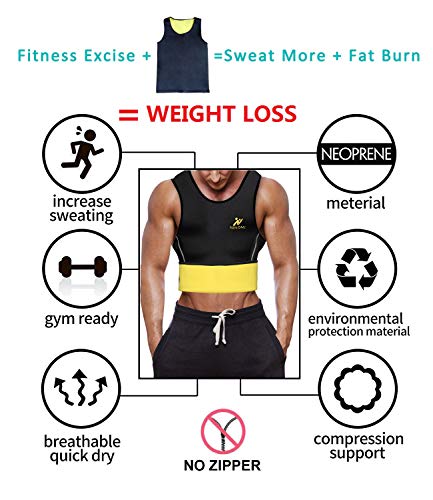 NINGMI Sweat Vest for Men Neoprene Waist Trainer Tank Weighted Vest Waist Trimmer Sauna Suit Running Vest - size: Small