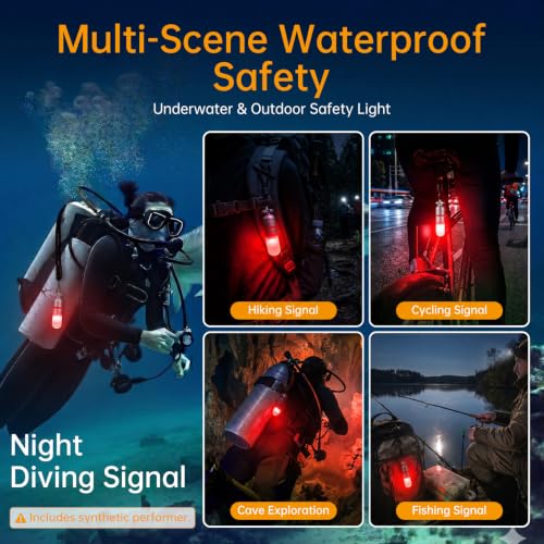 SecurityIng 2 Pcs Scuba Dive Strobe Signal Light, 2 Modes -Red - color: Red