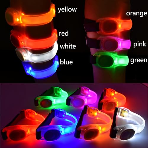 Premium LED Light Up Armband, Reflective Adjustable Wearable Silicone Running Belt Strap/Waterproof Glow in The Dark for Running Jogging Walking Cycling Concert Camping Outdoor Sports - color: Green - 2 Packs