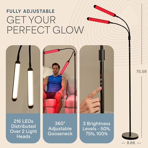 Lifepro Lumaglow Red Light Therapy Lamp & Reading Lamp - 108/216 LEDs - size: Large