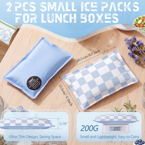 VIHOSE 2 Pcs Ice Packs for Lunch Box Bag - color: Blue, style: Checkerboard