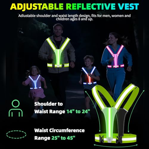 LED Reflective Vest, Rechargeable Light Up Running Vest