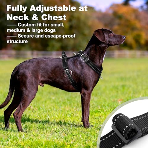 No Pull Dog Harness with Handle, Reflective Soft Mesh Padded Vest - color: Black, size: XS