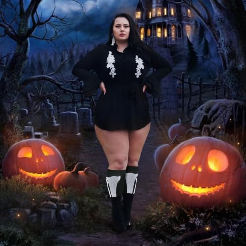 Junely Compression Socks for Women Wide Calf Plus Size Knee High - color: A1-skeleton