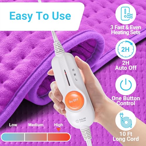 Boileau Electric Heating Pad for Back Relief, Extra Large 17"x33" XXXL - color: Purple