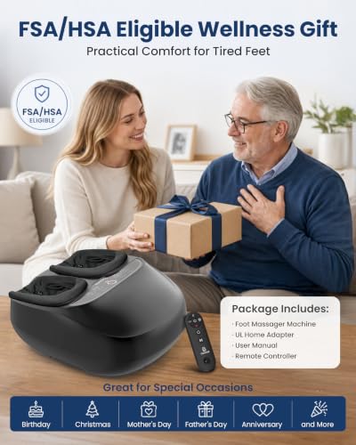 FSA Eligible Shiatsu Foot Massager with Heat,2026 Upgrade Pause Function