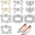 Landical 10 Pcs Rhinestone Shoe Clips for Women Crystal Bow Shoe Clips Detachable Buckles for Wedding Bridal High Heels