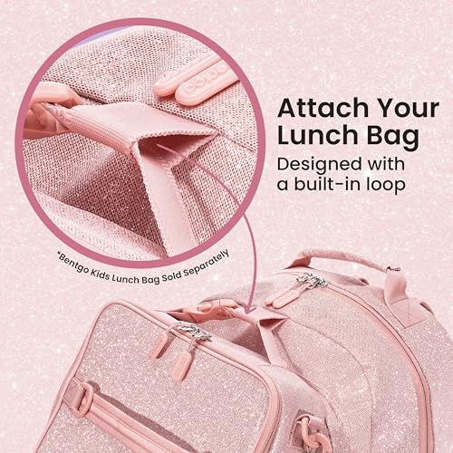 Bentgo Kids Print Durable & Water-Resistant Backpack - color: Glitter Edition - Petal Pink, size: Kids Medium