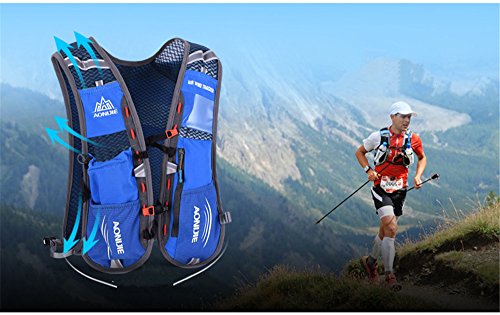 AONIJIE 5L Outdoor Sport Multifunctional Camping Backpack Cycling Running Climbing Hiking Hydration Vest Pack - color: Black+1.5l Hydration Bladder