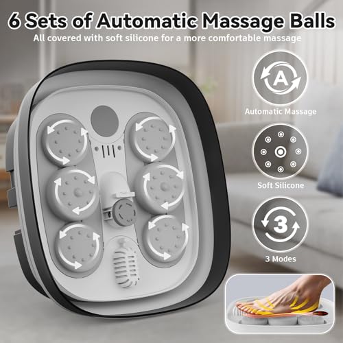 Foot Spa Collapsible, Foot Bath Massager with Heat, Remote, Timer