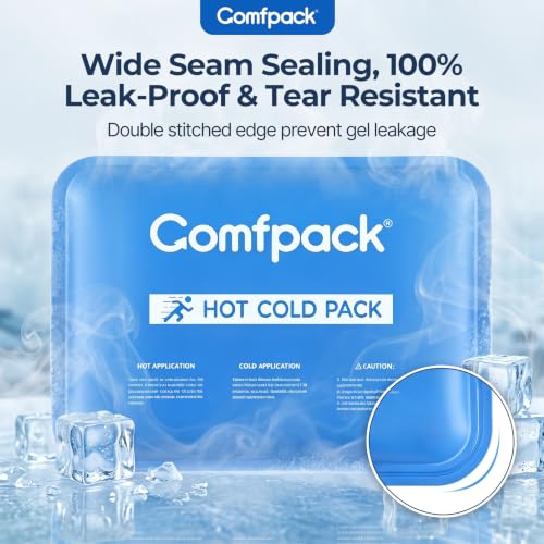Comfpack Soft Gel Ice Packs for Injuries Reusable, Flexible Double Sided Cold Packs for Muscle Pain Relief & Strains, Ice Pack for Shoulder, Knee, Ankle, Back, Face, Leg, Arm(1 PK) - size: 9.7×7.8 Inch