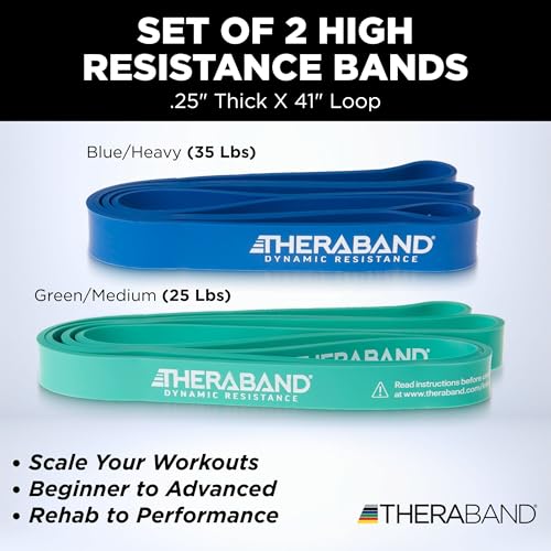 THERABAND High Resistance Band Set of 2, Exercise, Workout, Loop, M, 2-Pack - size: 2 Pack Medium (25-35 lbs)