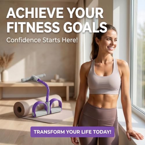 8-Tube Pedal Resistance Band with Handles, Heavy Resistance Bands Foot Pedal Puller Elastic Tension Rope for Abdomen Waist Arm Leg Core Strength Training, Portable Home Gym Equipment, Purple