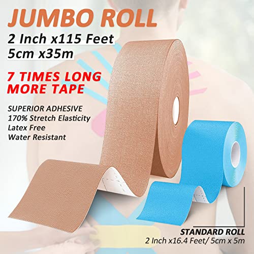 Beige Kinesiology Tape 35M Roll Uncut for Muscle & Joint Support
